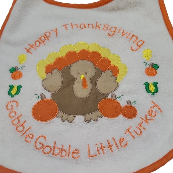 Babyrageous Thanksgiving Turkey Embroidered Baby Bib - Picture 2 of 4